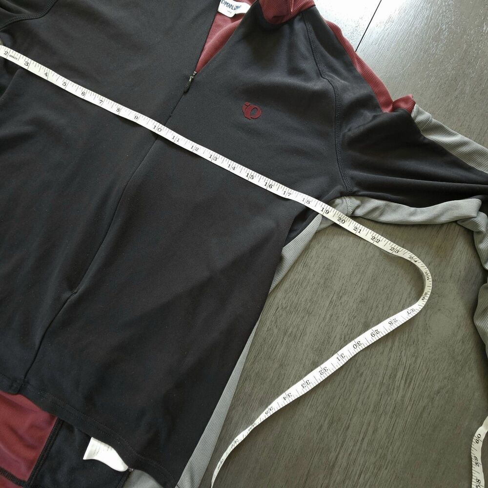 Pearl iZumi Mens Large Full Zip Cycling Jersey Pockets L Sleeve Black Maroon - Picture 4 of 9